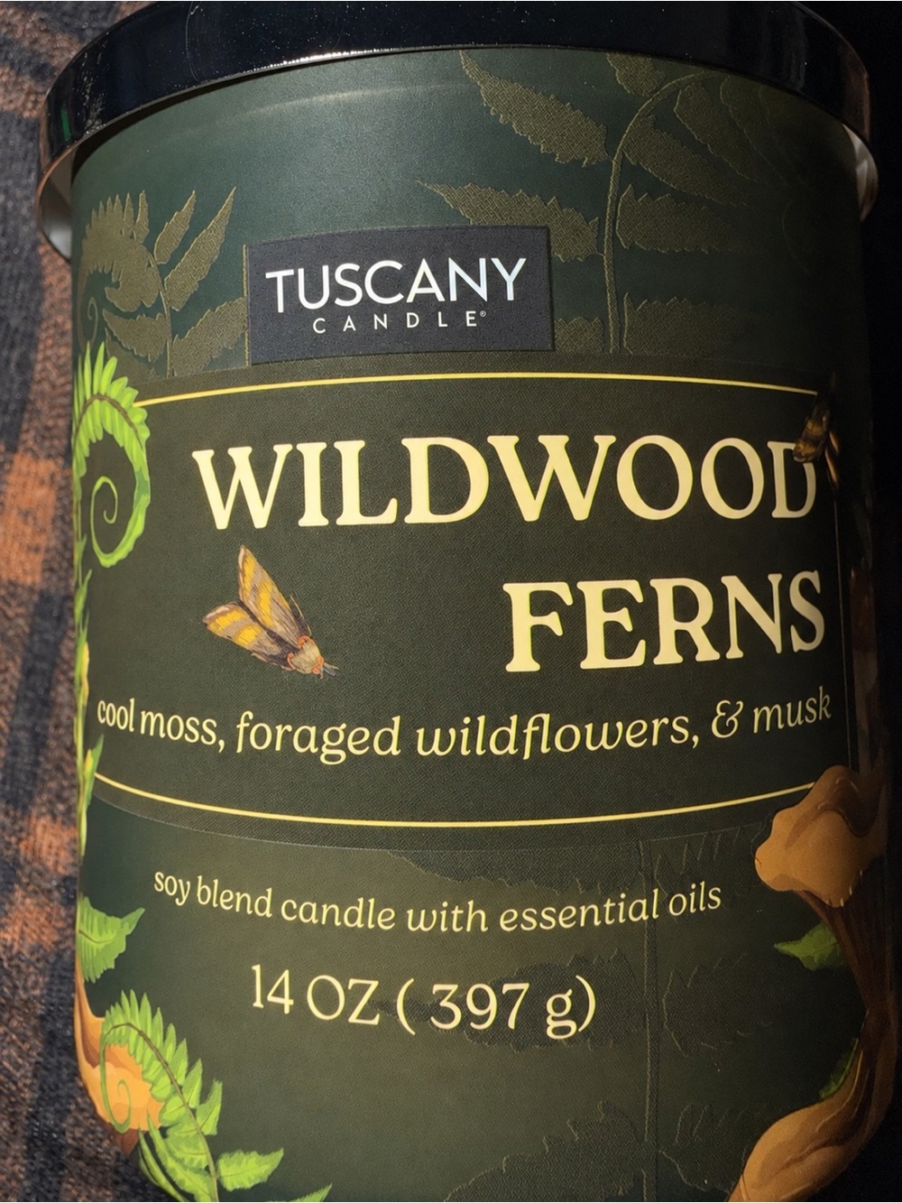 Green Wildwood Ferns Scented Soy Blend Candle 3 Wick Tuscany Candle fall scent